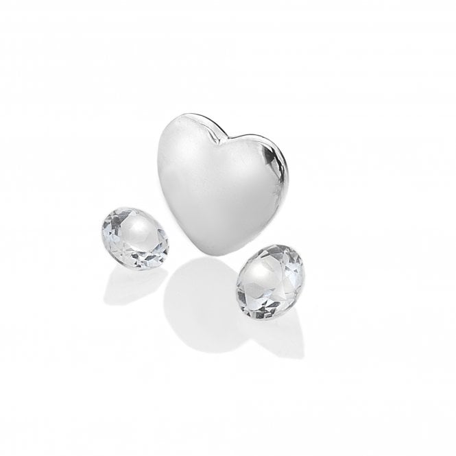 April - Sterling Silver Heart with White Topaz Cabochons