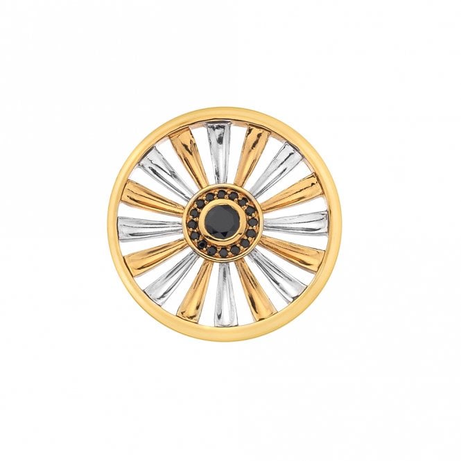 Art Deco Sunrise Silver &  Yellow Gold Plated Coin - 33 mm
