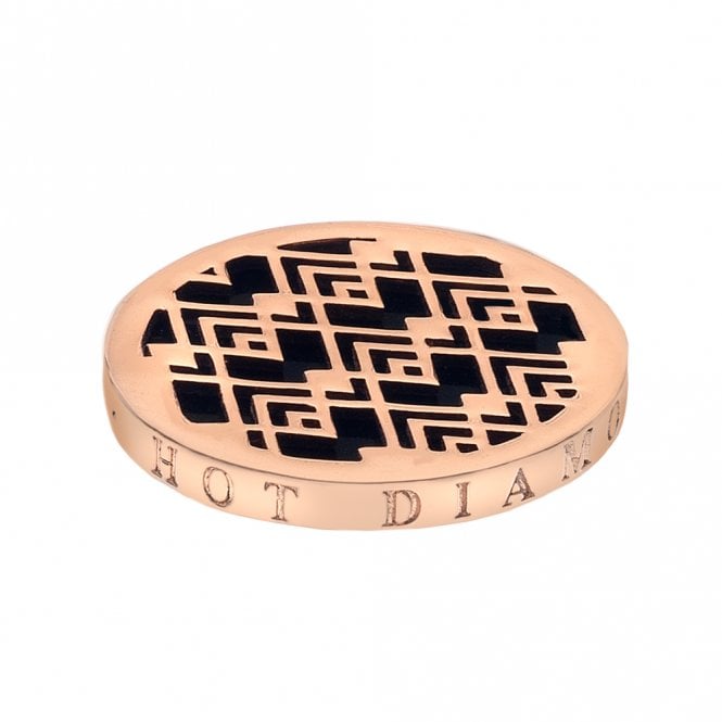 Art Deco Wave Rose Gold Plated Coin - 25mm