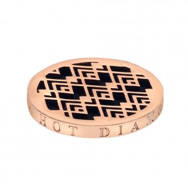 Art Deco Wave Rose Gold Plated Coin - 25mm