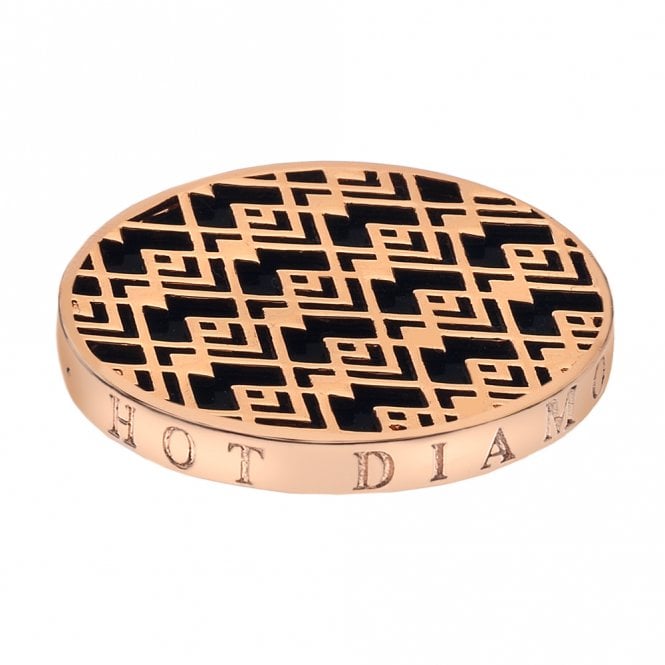 Art Deco Wave Rose Gold Plated Coin - 33mm