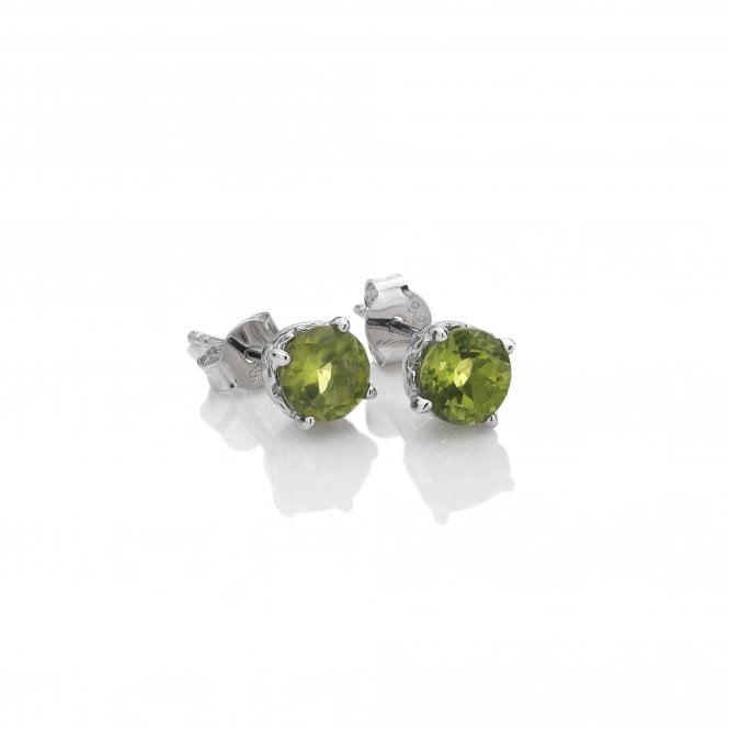 August - Sterling Silver Peridot Earrings