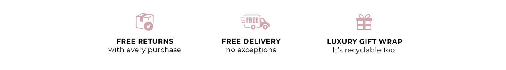 Free returns, free delivery, free gift packaging