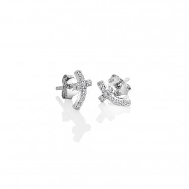 Curved Cross Earrings