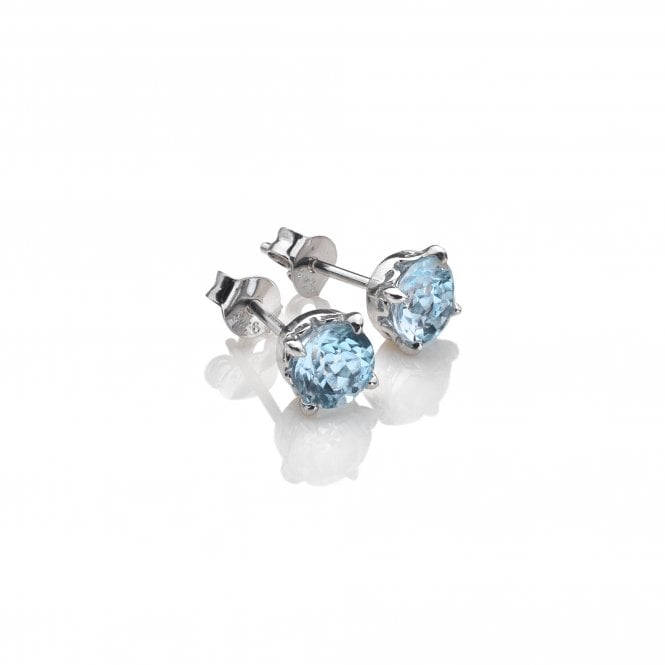 December - Sterling Silver Blue Topaz Earrings