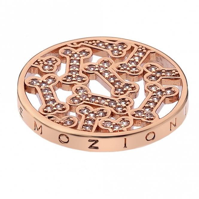 Dog Bone Rose Gold Plated coin - 25mm