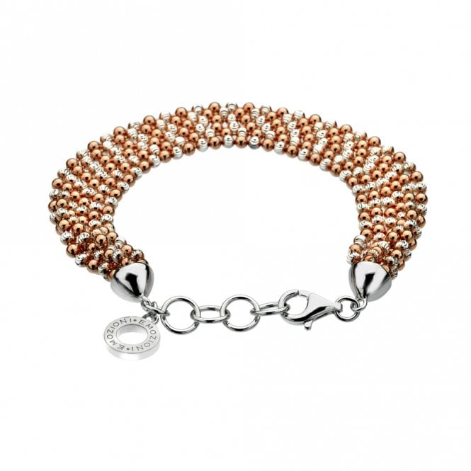  Luxury Sterling Silver and Rose Gold Plate Bead Bracelet