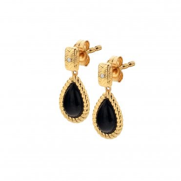 HD X Golden Edit Black Onyx Oval Earrings