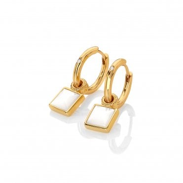 HD X Golden Edit Calm Mother of Pearl Square Earrings