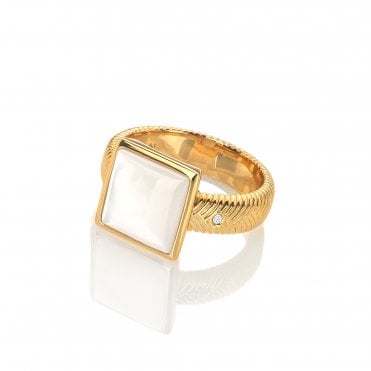 HD X Golden Edit Calm Pearl Square Ring