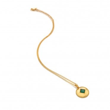 HD X Golden Edit Coin Pendant - Green Agate