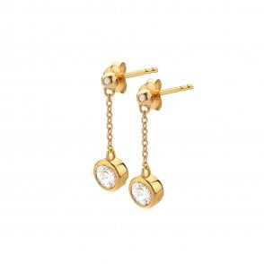 HD X Golden Edit Droplet Chain Earrings - White Topaz