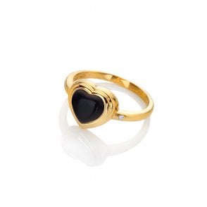 HD X Golden Edit Heart Ring - Black Onyx
