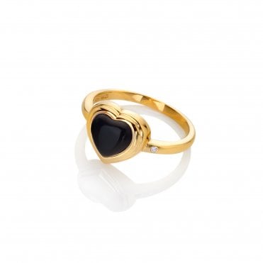 HD X Golden Edit Heart Ring - Black Onyx