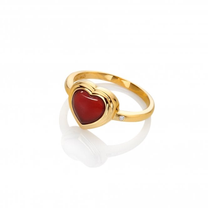 HD X Golden Edit Heart Ring - Red Agate