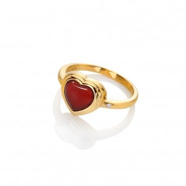 HD X Golden Edit Heart Ring - Red Agate