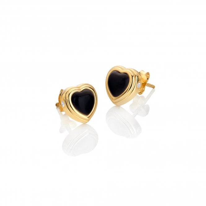  Heart Stud Earrings - Black Onyx