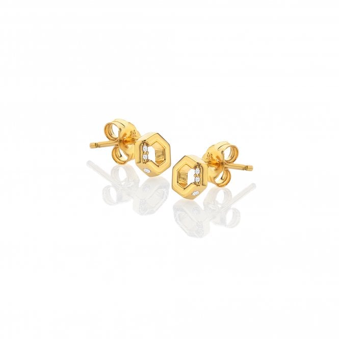  Hexagon White Topaz Earrings