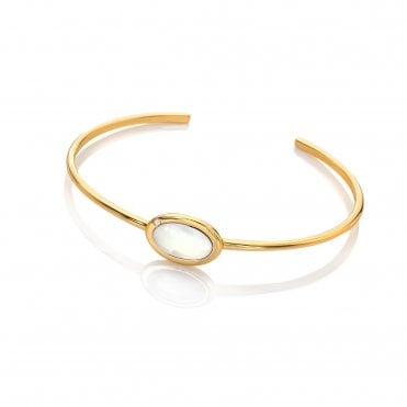 HD X Golden Edit Horizontal Oval Bangle - Mother of Pearl