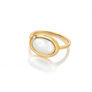 HD X Golden Edit Horizontal Oval Ring - Mother of Pearl