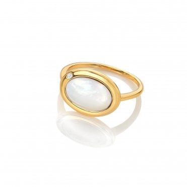 HD X Golden Edit Horizontal Oval Ring - Mother of Pearl