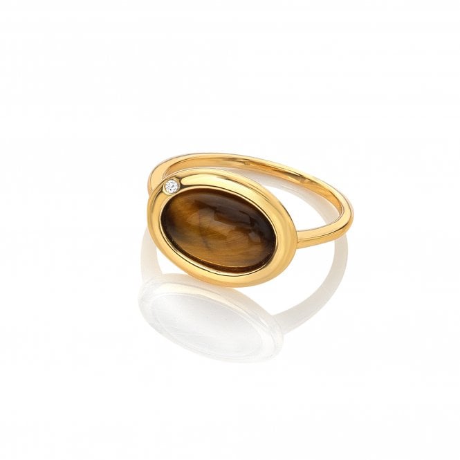 HD X Golden Edit Horizontal Oval Ring - Tigers Eye