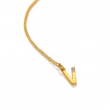 HD X Golden Edit Letter V Pendant