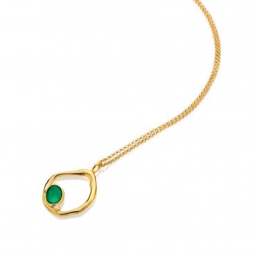 HD X Golden Edit Offset Pendant - Green Agate