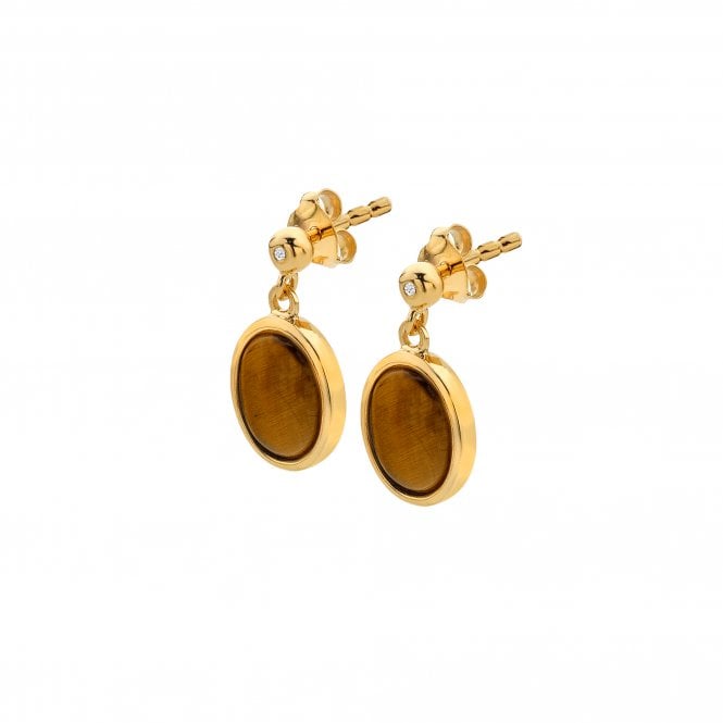HD X Golden Edit Oval Earrings - Tigers Eye
