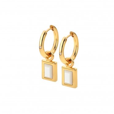 HD X Golden Edit Rectangle Earrings - Mother of Pearl