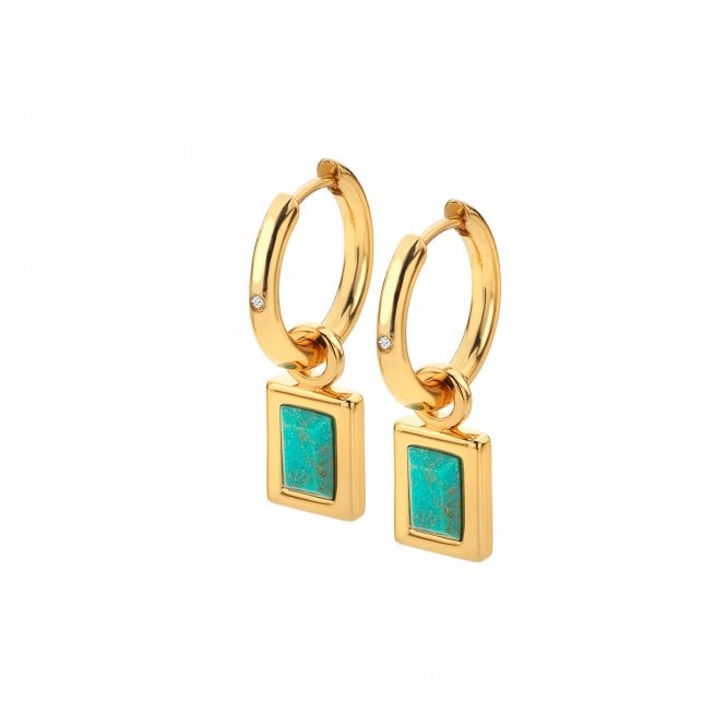 HD X Golden Edit Rectangle Earrings - Turquoise