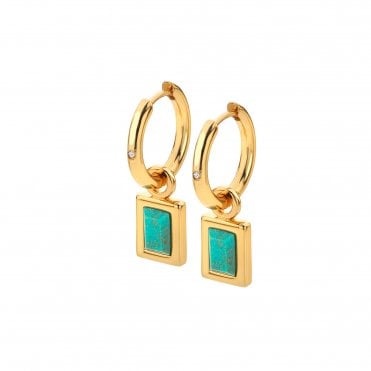 HD X Golden Edit Rectangle Earrings - Turquoise