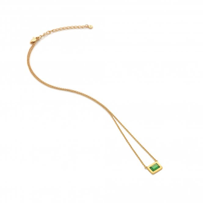 HD X Golden Edit Rectangle Necklace - Green Chalcedony