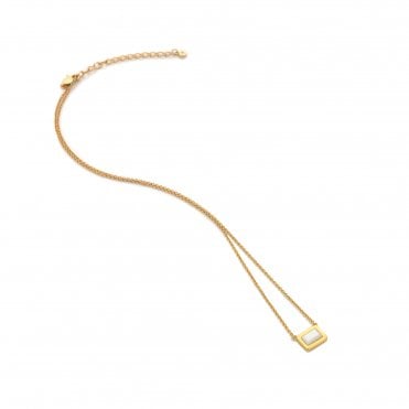 HD X Golden Edit Rectangle Necklace - Mother of Pearl