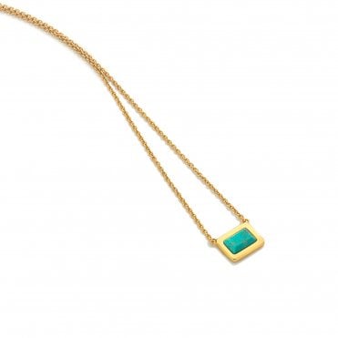 HD X Golden Edit Rectangle Necklace - Turquoise