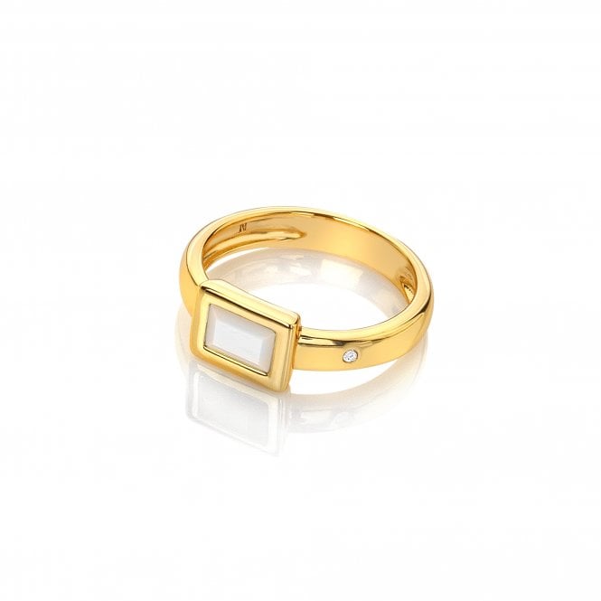 HD X Golden Edit Rectangle Ring - Mother of Pearl