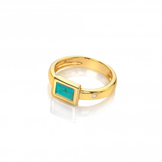HD X Golden Edit Rectangle Ring - Turquoise