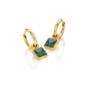 HD X Golden Edit Revive Malachite Square Earrings