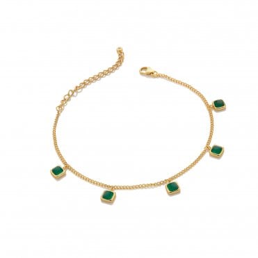 HD X Golden Edit Square Bracelet - Green Agate