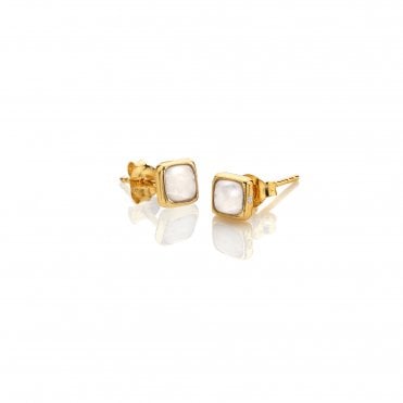 HD X Golden Edit Square Earrings - Mother of Pearl