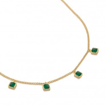 HD X Golden Edit Square Necklace - Green Agate