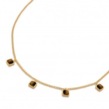 HD X Golden Edit Square Necklace - Tigers Eye