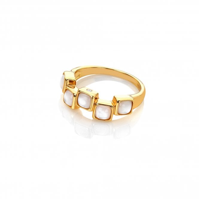 HD X Golden Edit Square Stepped Ring - Mother of Pearl