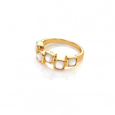 HD X Golden Edit Square Stepped Ring - Mother of Pearl