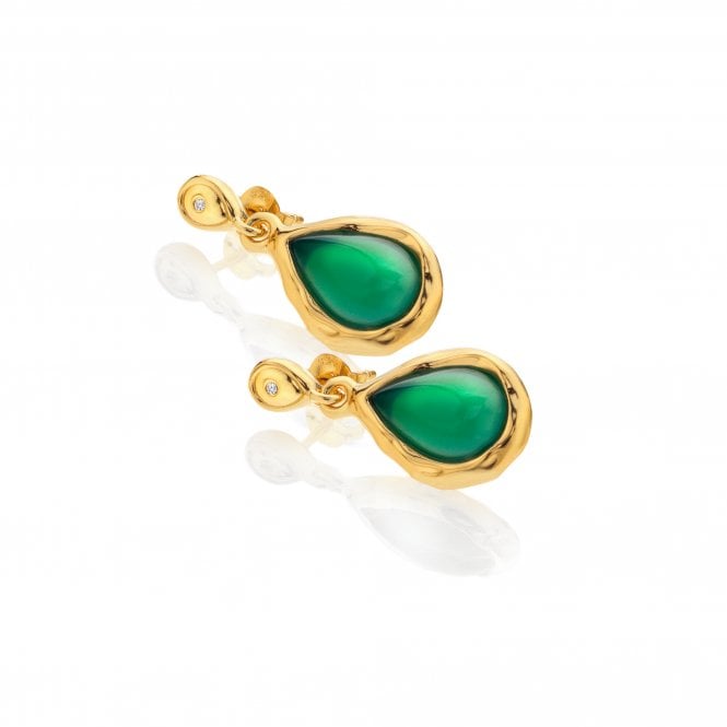 HD X Golden Edit Teardrop Earrings - Green Agate