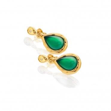 HD X Golden Edit Teardrop Earrings - Green Agate