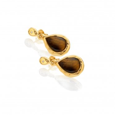 HD X Golden Edit Teardrop Earrings - Tigers Eye