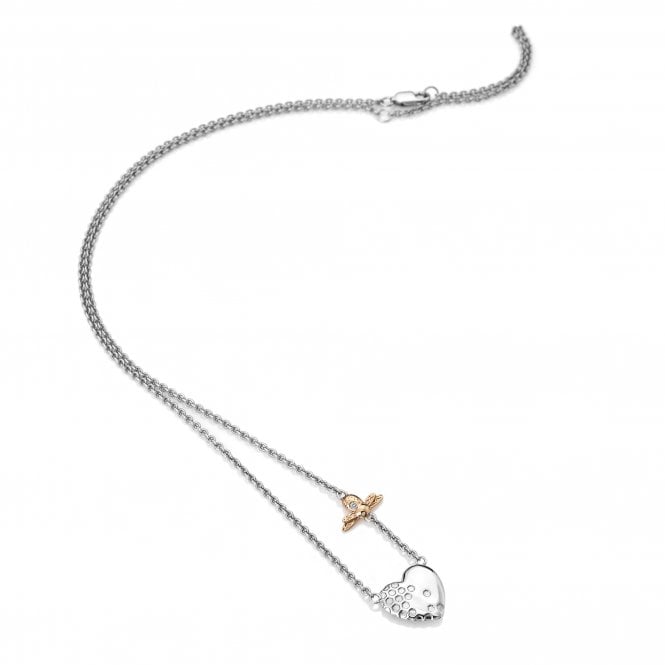 Honey Bee Heart Necklace - Rose Gold Plate Accents