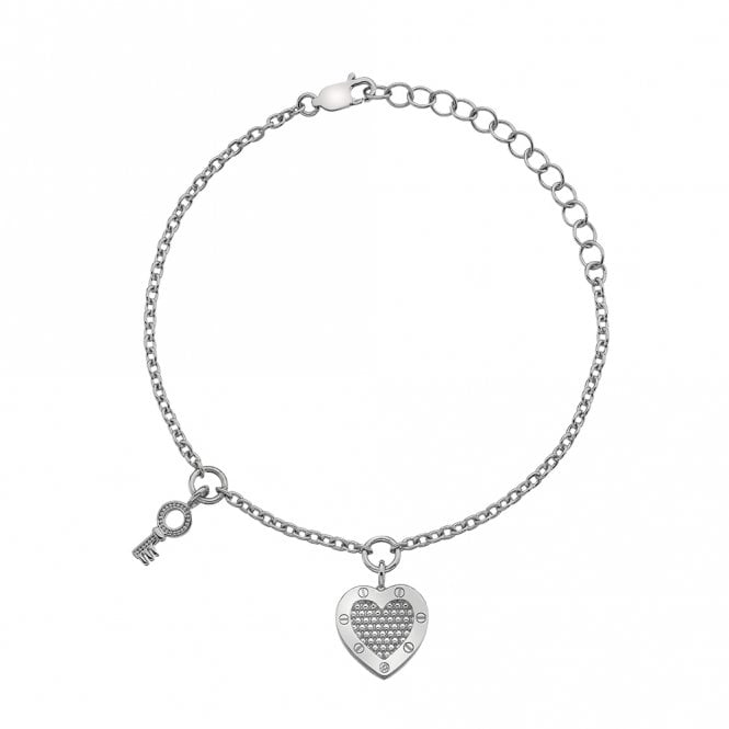 Lock in Love Silver Beaded Bracelet