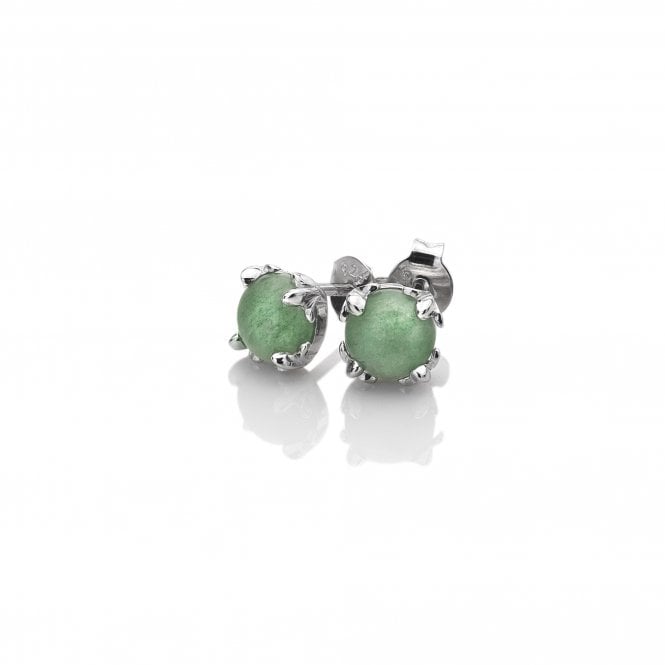 March - Sterling Silver Green Aventurine Earrings